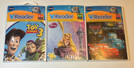 Vtech V.Reader Game Cartridge Lot 3 DISNEY Cars Mater Toy Story 3 Tangle... - $14.84