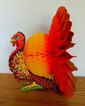 Vtg Beistle Thanksgiving turkey honeycomb paper table decoration centerp... - £15.98 GBP