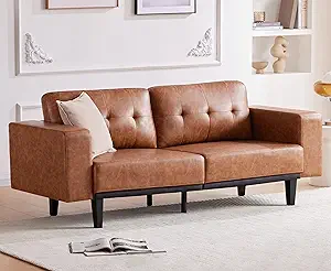 79 Leather Sofa Couches For Living Room, Oversized Loveseat Sofa, 3 Seat... - £434.26 GBP