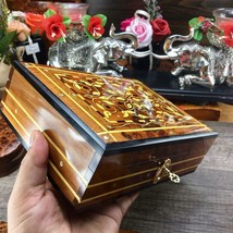 Jewelry accessories organizer Thuya wooden box Gift, box with key and mi... - £143.27 GBP