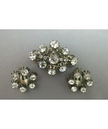 Austria Brooch Earrings Set Large Austrian Crystal Rhinestones Silver Pl... - £15.84 GBP