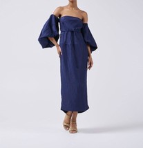 Rosie Assoulin Balloon Sleeve Maxi Dress Navy - $12,651.66 MXN
