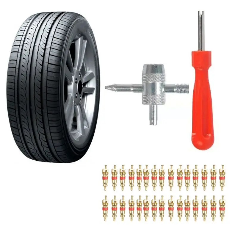 32 Pcs Single Head Valve Cores Removers with 4 in 1 Tyre Valve Repair Tool Mul - £11.05 GBP