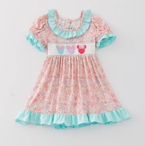 NEW Boutique Minnie Mouse Girls Embroidered Smocked Floral Dress - £12.86 GBP