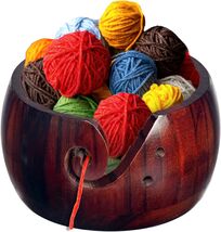 Wooden Yarn Bowl Wool Yarn Storage Holder for Knitting Crocheting Handma... - $23.71