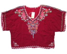 NWT Johnny Was Klarah in Pomegranate Sangria Embroidered Floral Top XXL 2XL - £116.96 GBP