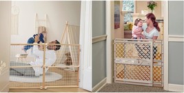 Extra Wide Wire Mesh Wooden Baby Gate: 29.5-50 Wide. &amp; Supergate Ergo Child  - £39.78 GBP