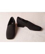 Worthington Black Fabric Cloth Women&#39;s Slip On Shoes 9 Chunky Indent Heel - $22.90 CAD