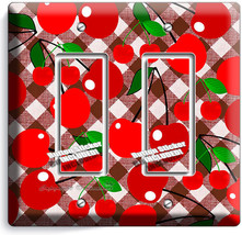Red Hot Cherries Gingham Plaid Double Gfci Light Switch Wall Plate Kitchen Decor - £11.14 GBP