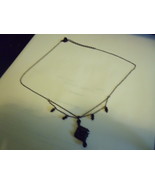 Necklace Black Y Necklace with multiple hanging beads retro vintage - $28.00
