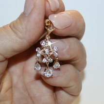 Diamond Alternatives Chandelier Dangle Prom Earrings 14k Yellow Gold over Base - £37.20 GBP