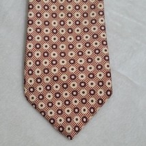 Boss Hugo Boss Tie Mens Brown Geometric 100% Silk Necktie Italy  - $28.87