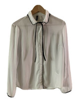 Divided H&amp;M women&#39;s blouse shirt top sz 6 white black collar tie career evening - £16.56 GBP