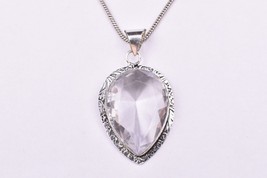 Handcrafted Rhodium Polished Crystal Oval Shape Women Pendant Necklace Gift - £21.99 GBP+