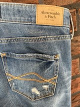 Abercrombie &amp; Fitch Stretch Jeans 2 The A&amp;F Blue Cut Off Straight Leg Destroyed - £9.14 GBP