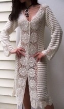 NWT Ivory/Cream Vintage-Style Crochet Lace Midi Cover-Up Dress by Venus S NEW - £47.20 GBP