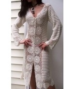 NWT Ivory/Cream Vintage-Style Crochet Lace Midi Cover-Up Dress by Venus ... - £47.17 GBP