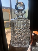1 Czechoslovakia Lead Crystal Decanter w/ Stopper Hand Cut Square 3 Avai... - $122.50