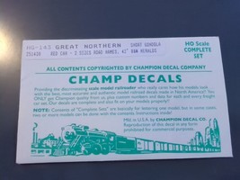 Vintage Champ Decals No. HG-143 Great Northern GN Gondola B&amp;W Heralds HO - $11.95