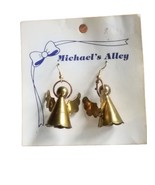 Vintage Womens Michael&#39;s Alley Pierced Angel Earrings Gold Tone Brass Hook - £14.06 GBP