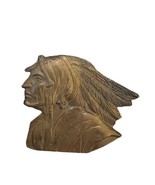 Vintage Bronze Indian Apache Warrior Geronimo Head Belt Buckle 3&quot; X 2 1/... - £14.80 GBP