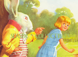 1940s Color Litho Alice In Wonderland &amp; White Rabbit - £20.82 GBP