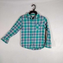 Girls Cat &amp; Jack Button Up Shirt Green Plaid Size 10/12 - $9.99