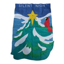 Winter House Flag Silent Night Applique Snow Garden Cardinal Nylon Pine Tree  - $10.88