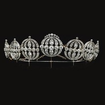 Wedding Special Tiara Crown with Natural Victorian Diamond, 925 Sterling... - £395.83 GBP