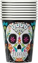 Skull Day of the Dead 8 Ct 9 oz Paper Hot Cold Cups Halloween - $3.55