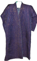 Uzbek Chapan Men&#39;s Purple Gold Striped Shiny Chopon Quilted Robe One Size - £148.45 GBP