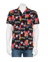 Coca-Cola Men&#39;s Button Down Hawaiian Flower Short Sleeve Shirt Floral Si... - $23.36