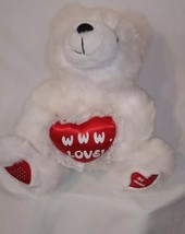 Www. Heart Shape Valentine White Love Teddy Bear Plush Stuffed Animal 12&quot; - £16.85 GBP