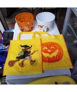 Vtg 1990s Halloween Candy Bucket &amp; Bag Lot of 4, Ghosts, Witches, Mummies - £18.73 GBP