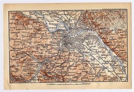 1897 Original Antique Map Of Dresden Vicinity / Saxony Germany - $22.93