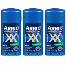 3-New Arrid XX Extra Extra Dry Solid Antiperspirant Deodorant Unscented Blue 2.6 - $21.49