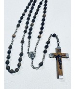 Antique Olive Bead Made Jerusleem Hand Carved Rosary Jesus Crucifix Prai... - $655.31 MXN