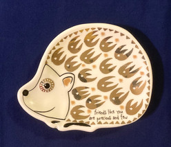 Hedgehog trinket dish ceramic white and gold &quot;friends like you&quot; Natural ... - $8.00