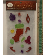 Holiday Crafts Christmas Fun GEL Sticker Window Clings Stocking Bell 15 ... - £2.73 GBP