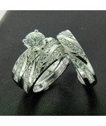 2.0Ct Round Diamond Wedding Trio Band Ring Set 14k White Gold Over Men&#39;s... - $134.38