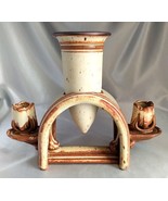Vintage NATALE Signed Terra Cotta Studio Art Pottery Candle Holder w/ Vase - €50,62 EUR