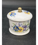 House of Prill Stamp Roll Dispenser Porcelain Pansies Purple Yellow Blue... - $18.80