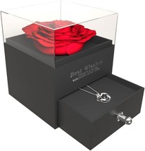Rose Flower Gifts Preserved Red Real Gift Box Handmade Box Versatile Gif... - £26.63 GBP