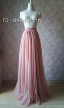 BLUSH PINK Long Tulle Skirt Outfit Plus Size Bridesmaid Custom Tulle Skirt image 5