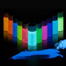 Glow In The Dark Powder 12 Colors Epoxy Resin Dye Luminous Pigment Safe Long Las - £27.25 GBP