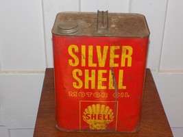 Vintage Silver Shell 2 Gallon Empty Oil Can - $54.45