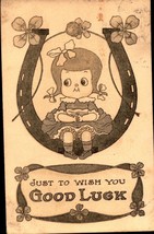 Just To Wish You Good Luck, Little Girl , 1911 Antique Postcard BKC-1 - £5.41 GBP