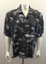 Milano Bay Men&#39;s XXL Gray Patterned  Short Sleeve Hawaiian Style Shirt - £10.11 GBP