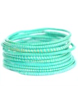 10 Teal with White Recycled Flip-Flop Bracelets Hand Made in Mali, West ... - $7.80