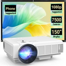 Outdoor Movie Projector With Drj Upgrade 7500 Lumens, Full, Ps4 Compatib... - £60.96 GBP